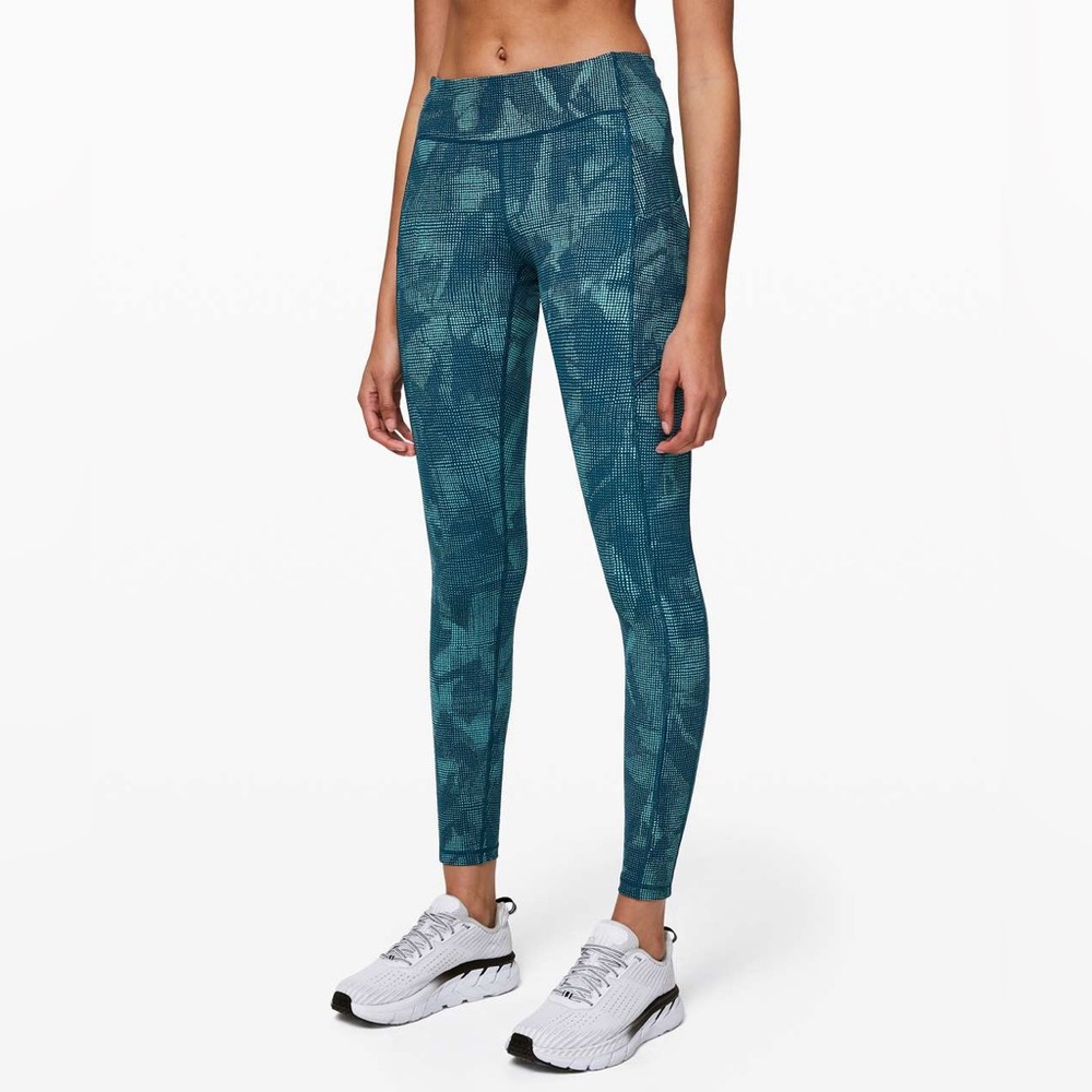 Lululemon Speed Up Tight Leggings Illusion Tidal Teal Bermuda Teal Size 4